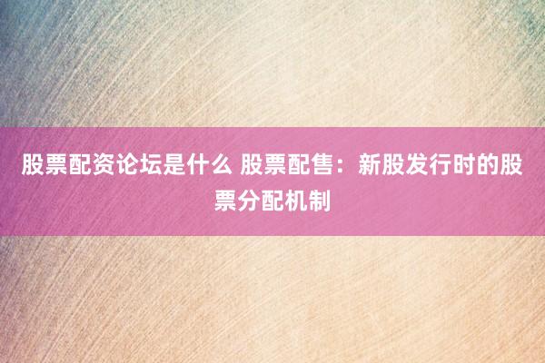 股票配资论坛是什么 股票配售：新股发行时的股票分配机制